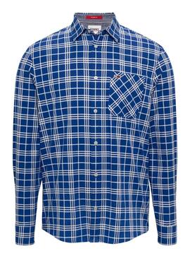 Camisa Tommy Jeans Small Check Azul para Hombre