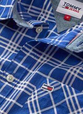 Camisa Tommy Jeans Small Check Azul para Hombre