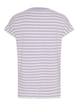 Camiseta Tommy Jeans Textured Stripe Lila Mujer