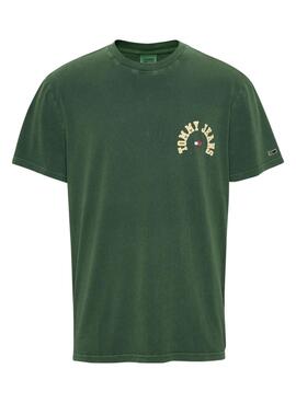 Camiseta Tommy Jeans Curved Verde para Hombre