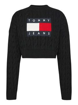 Sudadera Tommy Jeans Center Flag Negro para Mujer