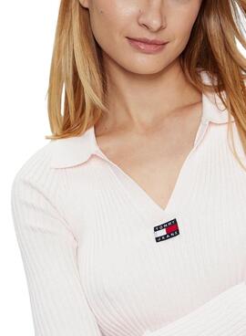 Jersey Tommy Jeans Badge Blanco para Mujer