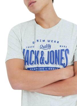 Camiseta Jack and Jones Logo Blanco para Hombre