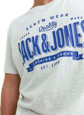 Camiseta Jack and Jones Logo Blanco para Hombre