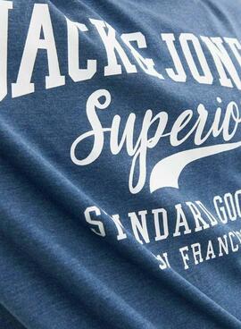 Camiseta Jack and Jones Logo Azul para Hombre