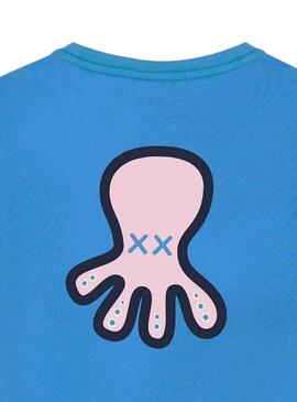 Camiseta El Pulpo Back Logo Azul y Rosa