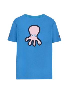 Camiseta El Pulpo Back Logo Azul y Rosa