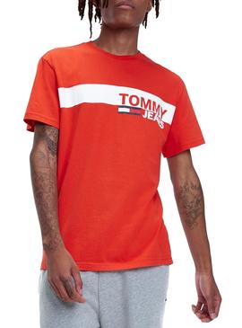 Camiseta Tommy Jeans Essential Box Logo Rojo