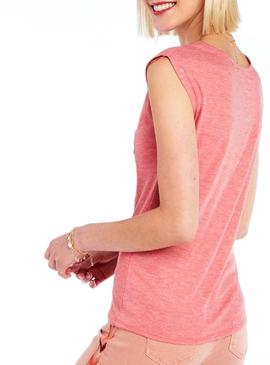 Camiseta Naf Naf Loro Rosa Mujer