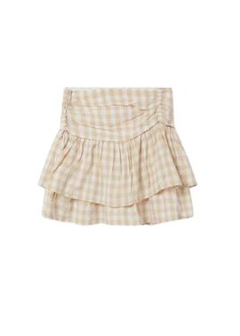 Falda Mayoral Vichy Beige para Niña