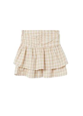 Falda Mayoral Vichy Beige para Niña