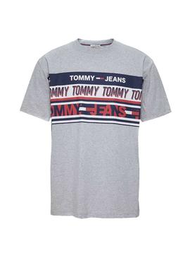 Camiseta Tommy Jeans Multilogo Gris Hombre