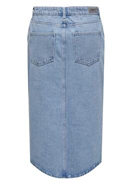 Falda Vaquera Only Bianca Midi Light Blue Mujer