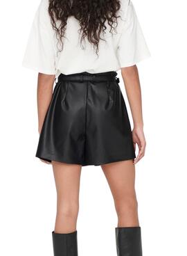 Shorts Only Heidi Polipiel Negro Para Mujer