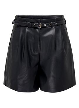 Shorts Only Heidi Polipiel Negro Para Mujer