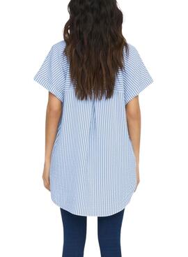 Camisa Only Fenna Listas Azul Para Mujer