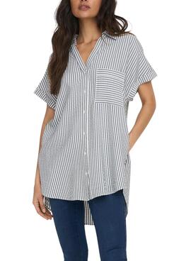 Camisa Only Fenna Listas Gris Para Mujer