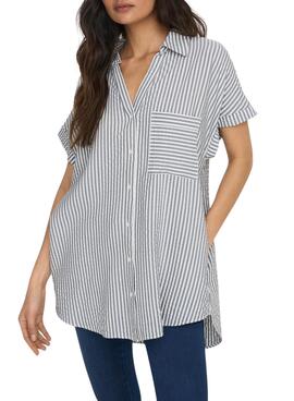 Camisa Only Fenna Listas Gris Para Mujer