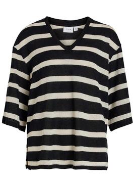 Camiseta Vila Franca Rayas Negro Para Mujer