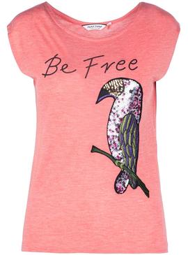 Camiseta Naf Naf Loro Rosa Mujer