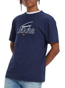 Camiseta Tommy Jeans Script Marino Para Hombre