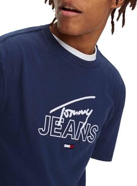 Camiseta Tommy Jeans Script Marino Para Hombre