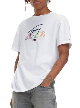 Camiseta Tommy Jeans Script Blanco Para Hombre