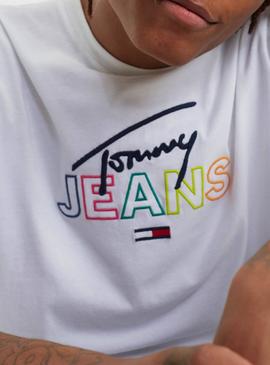 Camiseta Tommy Jeans Script Blanco Para Hombre