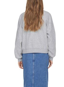 Sudadera Only Amor Art Gris Para Mujer