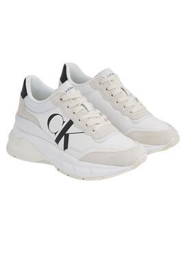 Zapatillas Calvin Klein Piel Wedge Blanco Mujer