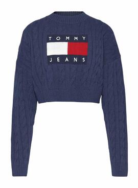 Jersey Tommy Jeans Boxy Center Marino Mujer