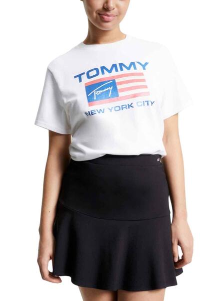Camiseta Tommy Jeans Modern Prep Flag Blanco Mujer