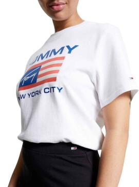Camiseta Tommy Jeans Modern Prep Flag Blanco Mujer