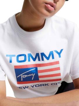 Camiseta Tommy Jeans Modern Prep Flag Blanco Mujer