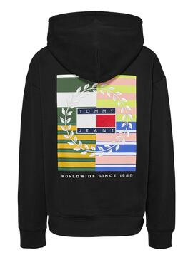 Sudadera Tommy Jeans Relaxed Luxe Negro Mujer