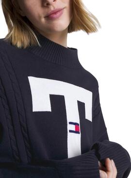 Jersey Tommy Jeans Letterman Flag Marino Mujer
