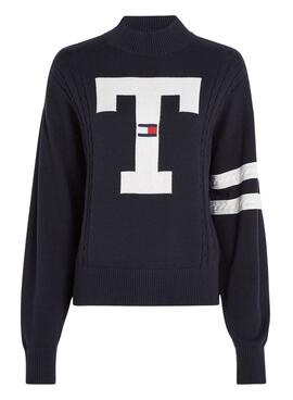 Jersey Tommy Jeans Letterman Flag Marino Mujer