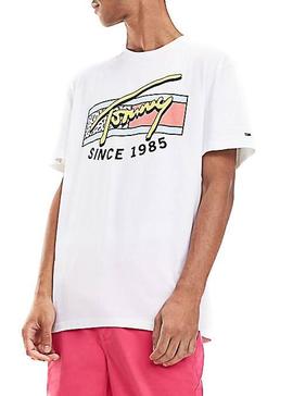 Camiseta Tommy Jeans Neon Script Blanco Hombre