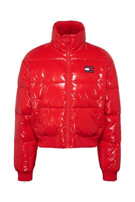 Chaqueta Tommy Jeans Badge Glossy Rojo para Mujer