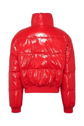 Chaqueta Tommy Jeans Badge Glossy Rojo para Mujer