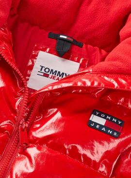 Chaqueta Tommy Jeans Badge Glossy Rojo para Mujer