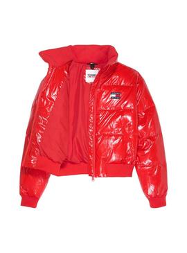 Chaqueta Tommy Jeans Badge Glossy Rojo para Mujer