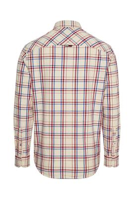 Camisa Tommy Jeans Check Pocket Beige Hombre