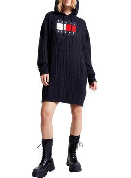 Vestido Tommy Jeans Cable Flag Negro para Mujer