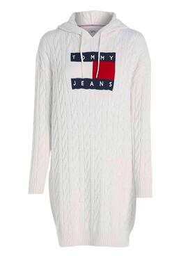 Vestido Tommy Jeans Cable Flag Blanco para Mujer