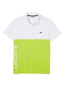 Polo Lacoste Bicolor Blanco y Neon para Hombre