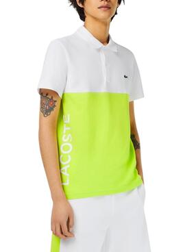 Polo Lacoste Bicolor Blanco y Neon para Hombre