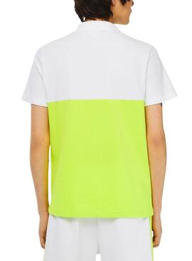 Polo Lacoste Bicolor Blanco y Neon para Hombre