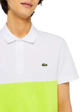 Polo Lacoste Bicolor Blanco y Neon para Hombre