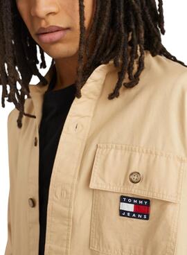 Sobrecamisa Tommy Jeans Classic Solid Beige Hombre
